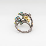 Monarch Sky Blue Topaz Ring in Sterling Silver - Heron and Swan