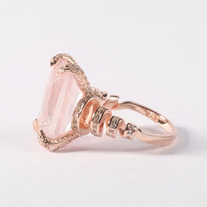 Athena Rose Quartz Ring in Sterling Silver - Heron and Swan