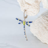 Silver Dragonfly London Blue Topaz & Peridot Earrings - Heron & Swan