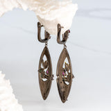 Silver Lily Goldfish Rhodolite Stone Drop Earrings - Heron & Swan