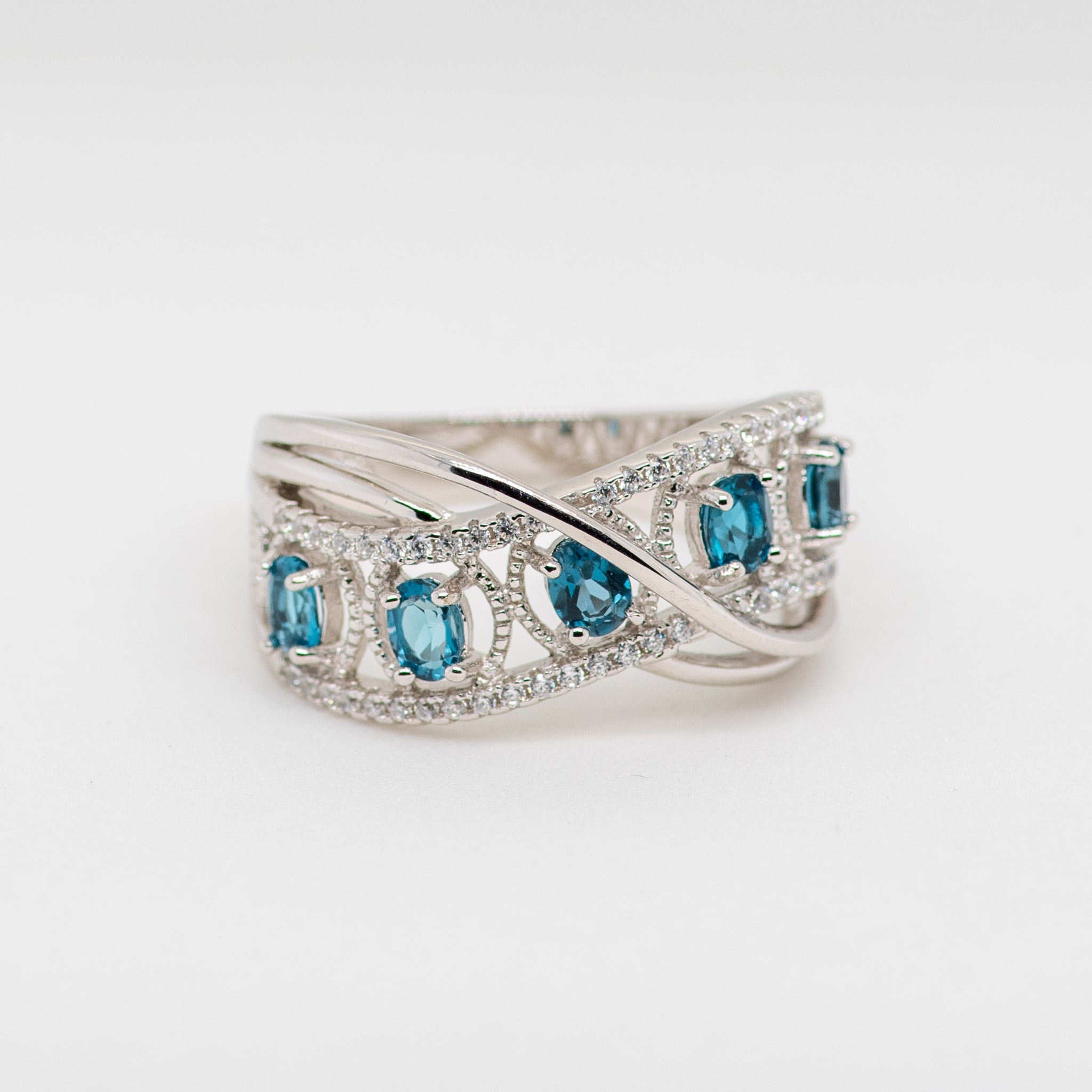 Parity London Blue Topaz Ring in Sterling Silver - Heron and Swan