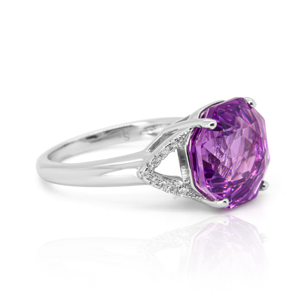 Rosa Concave Amethyst Ring in Sterling Silver - Heron and Swan