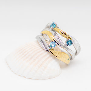 Swirl Swiss Blue Topaz Ring in Sterling Silver - Heron and Swan