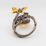 Monarch Amethyst Ring in Sterling Silver - Heron and Swan