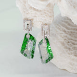 Everest Green Quartz Earrings in Sterling Silver - Heron and Swan